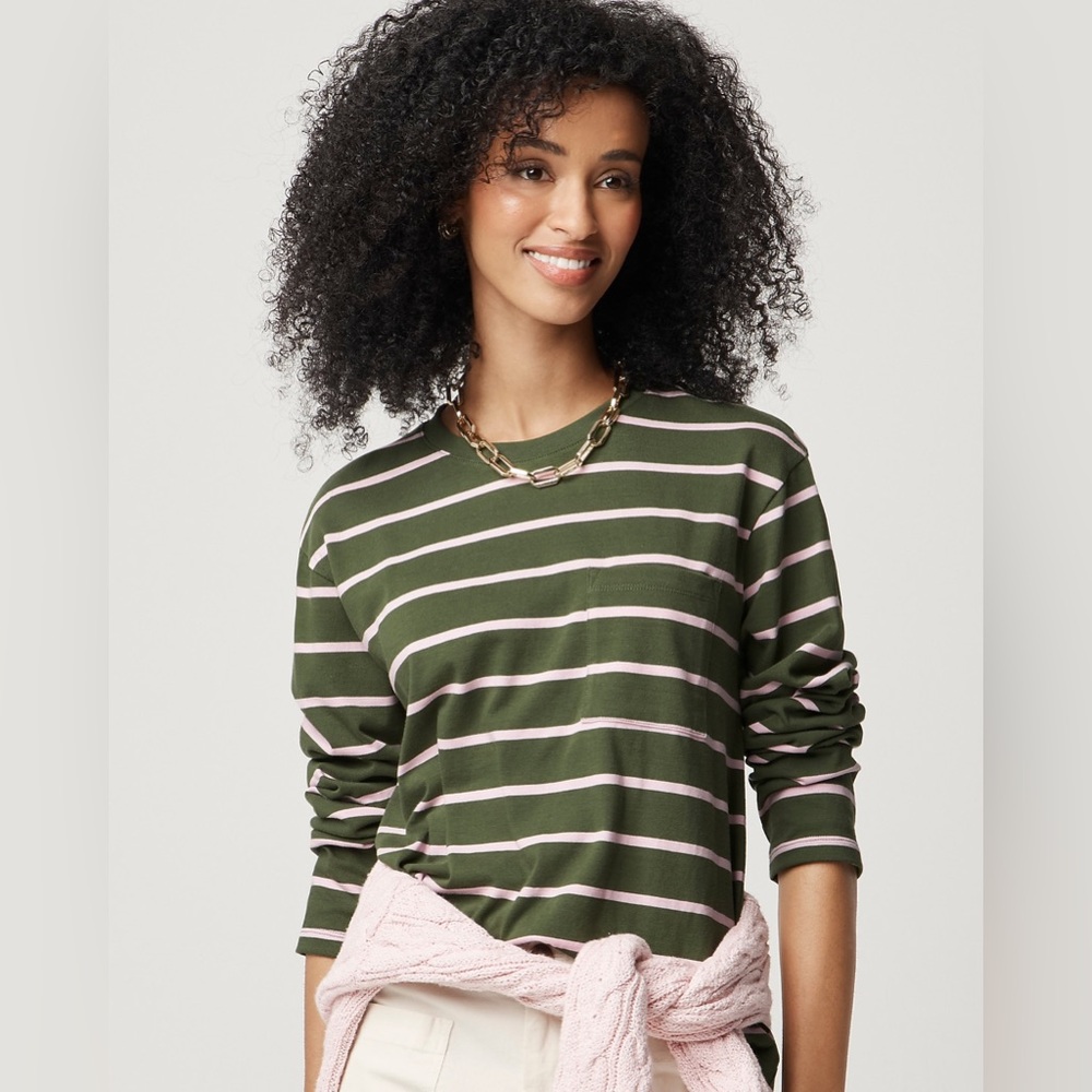 J.Crew, Women's Long Sleeve Striped T-Shirt with Pocket - Size XS
